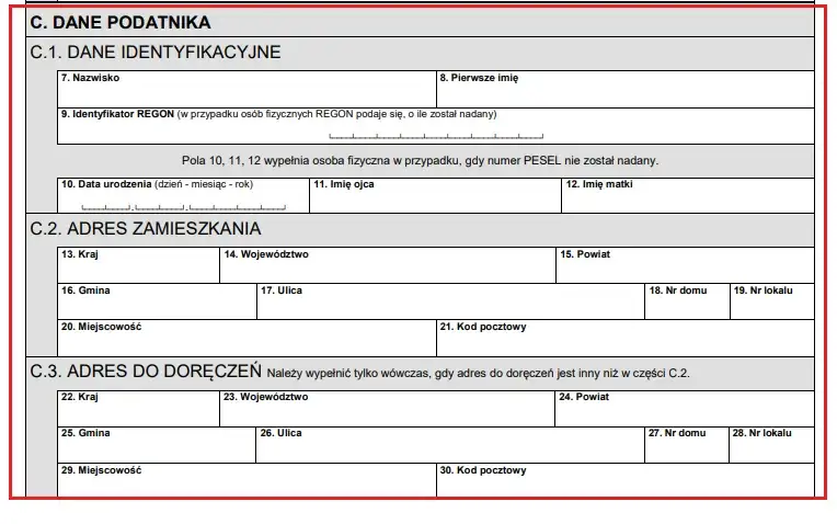 formularz IN-1 wzór